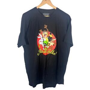 Men’s Looney Tunes Black Cotton T Shirt Size XL